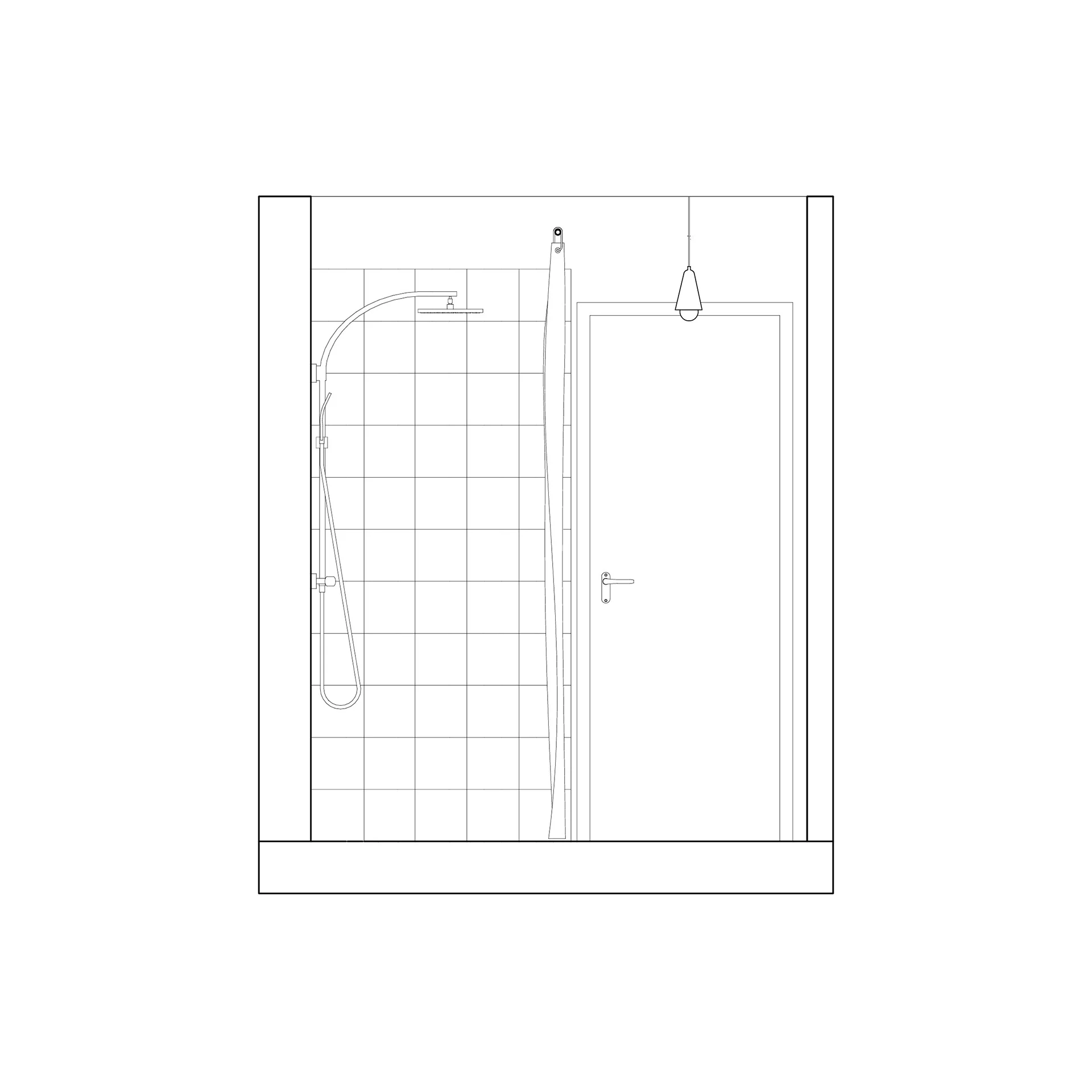 Coupe transversale montrant la cabine de douche