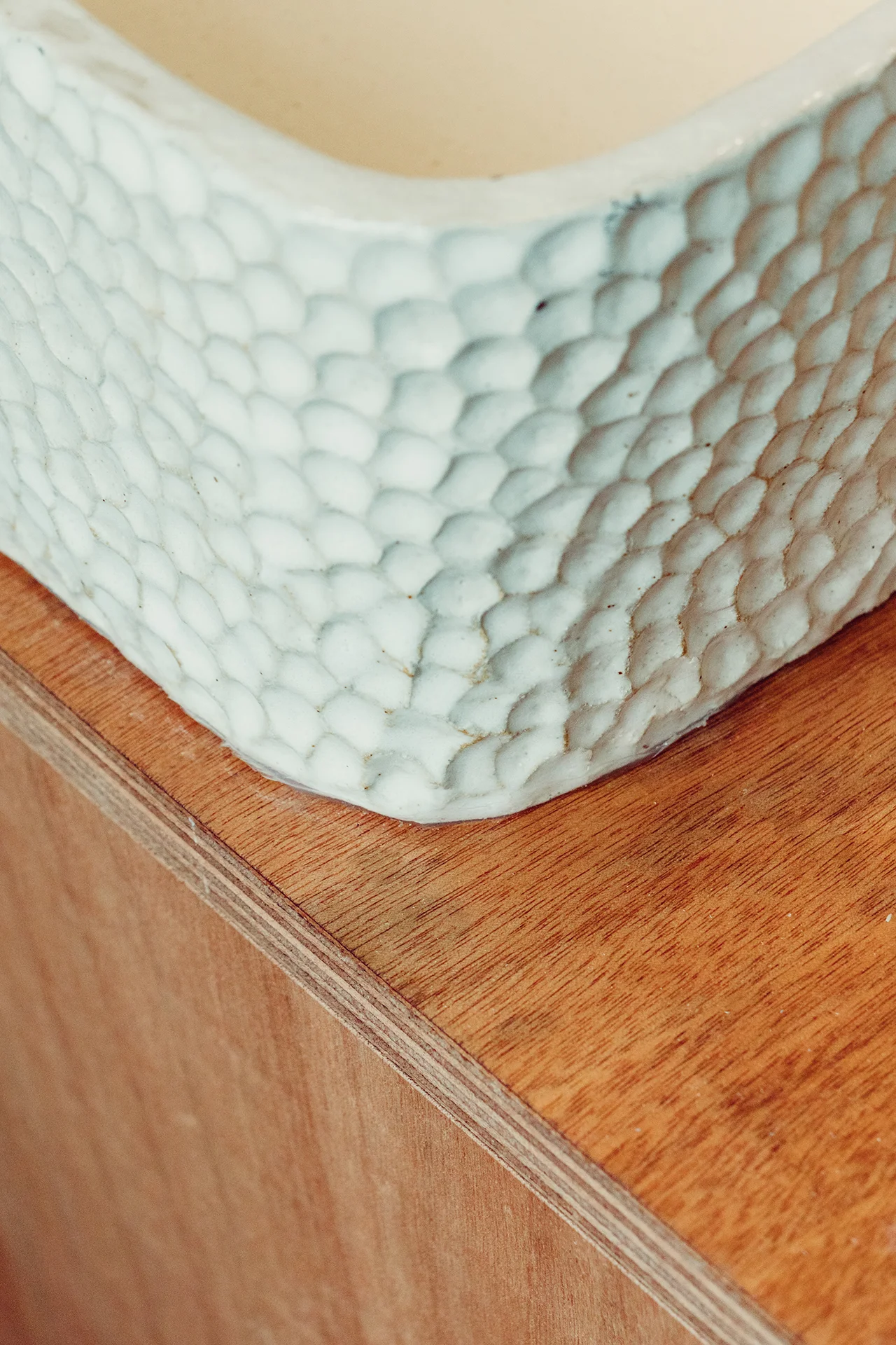 Détail de texture de la vasque du céramiste Hugo Gomez (DTR)